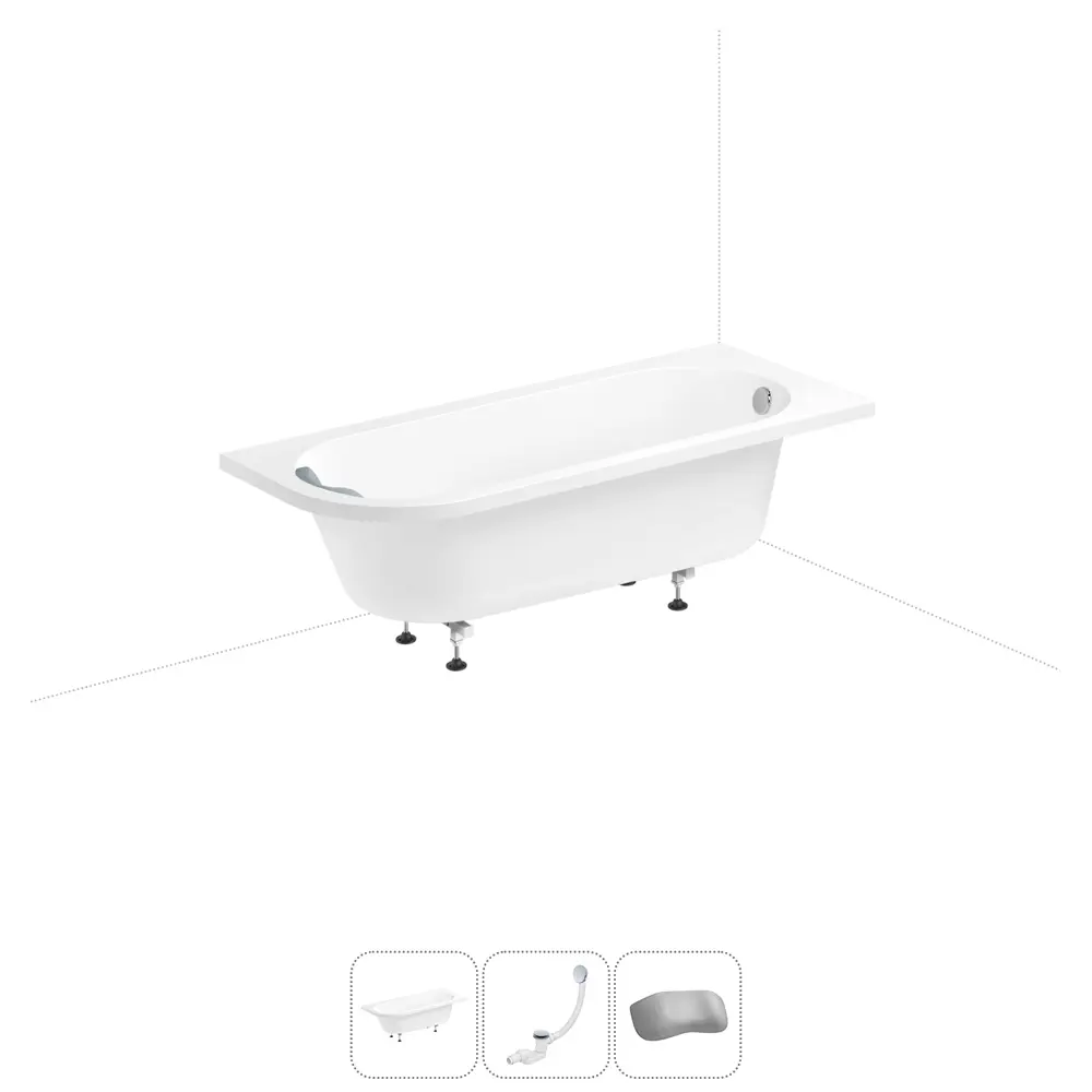 Фото Ванна Lavinia Boho Catani 20220910R правая 160x80 см акриловая с каркасом, сливом-переливом и подголовниками