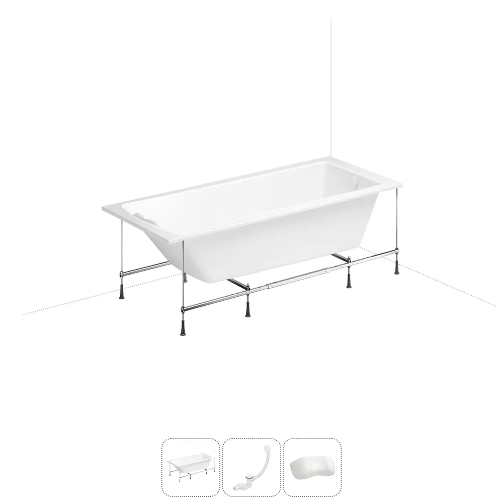 Фото Ванна Lavinia Boho Biore 20220883R 150x70 см акриловая с каркасом, сливом-переливом и подголовниками Фото Ванна Lavinia Boho Biore 20220883R 150x70 см акриловая с каркасом, сливом-переливом и подголовниками