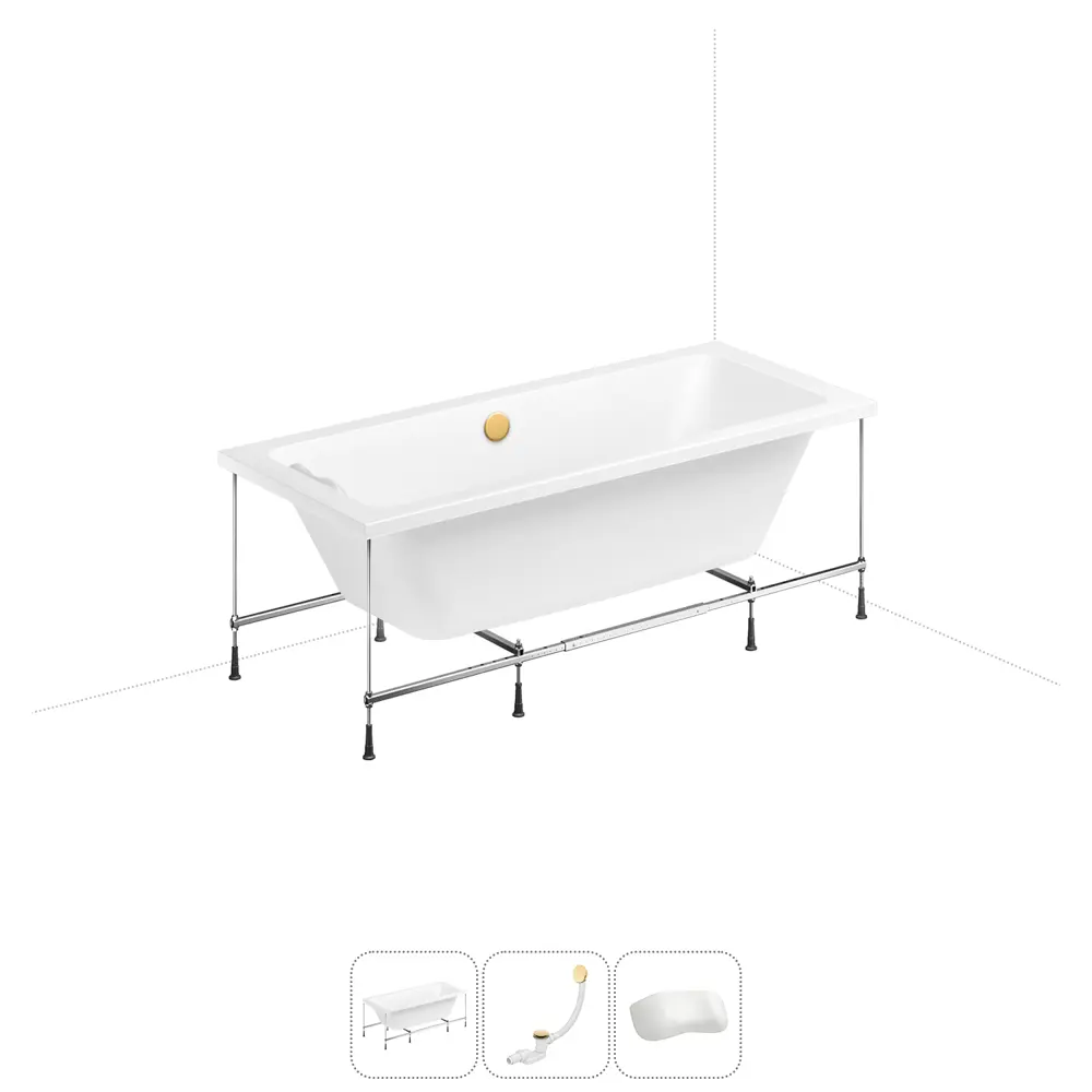 Фото Ванна Lavinia Boho Easter Pro 20220957R 150x70 см акриловая с каркасом, сливом-переливом и подголовниками