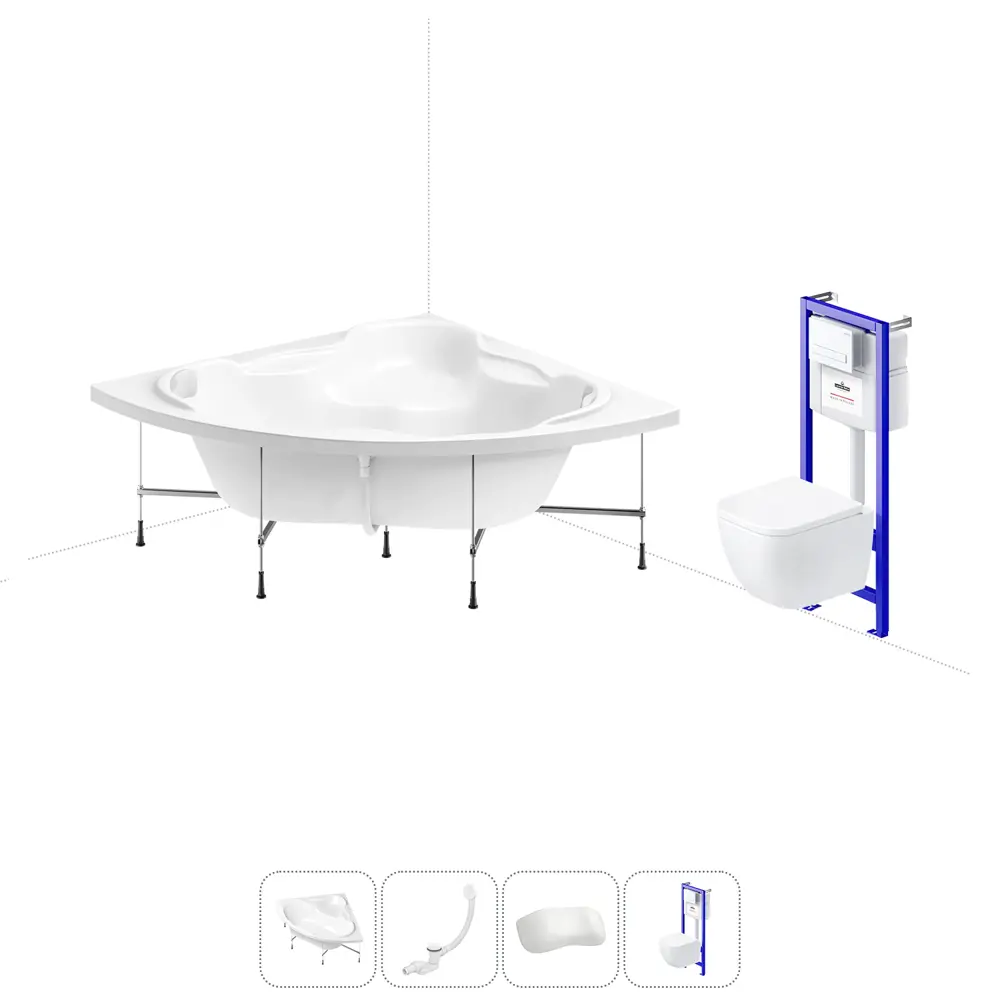 Фото Ванна Lavinia Boho One 20221227R 150x70 см акриловая с подвесным унитазом, инсталляцией и раковиной в комплекте Фото Ванна Lavinia Boho One 20221227R 150x70 см акриловая с подвесным унитазом, инсталляцией и раковиной в комплекте