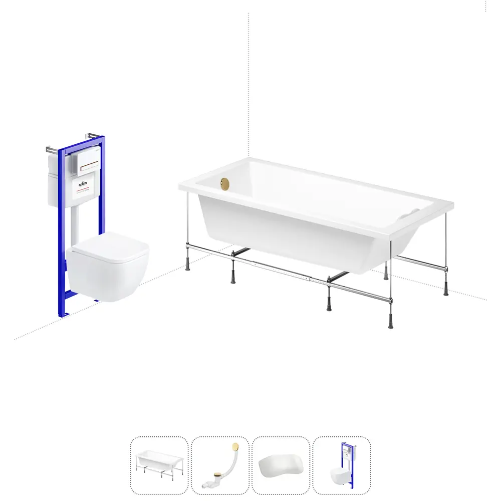 Фото Ванна Lavinia Boho Evan 20221113R 190x90 см акриловая с подвесным унитазом и инсталляцией Фото Ванна Lavinia Boho Evan 20221113R 190x90 см акриловая с подвесным унитазом и инсталляцией