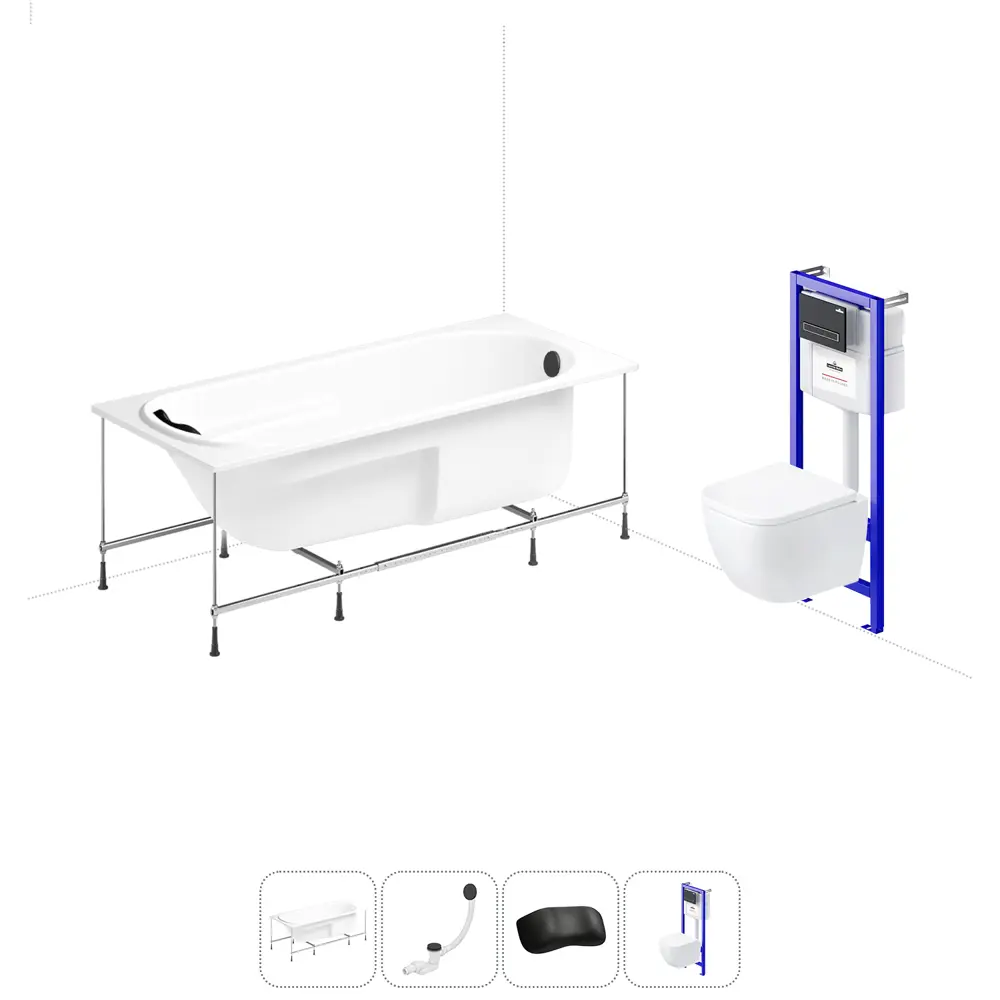 Фото Ванна угловая Lavinia Boho Grance Hill 20221172R правая 170x105 см акриловая с подвесным унитазом и инсталляцией