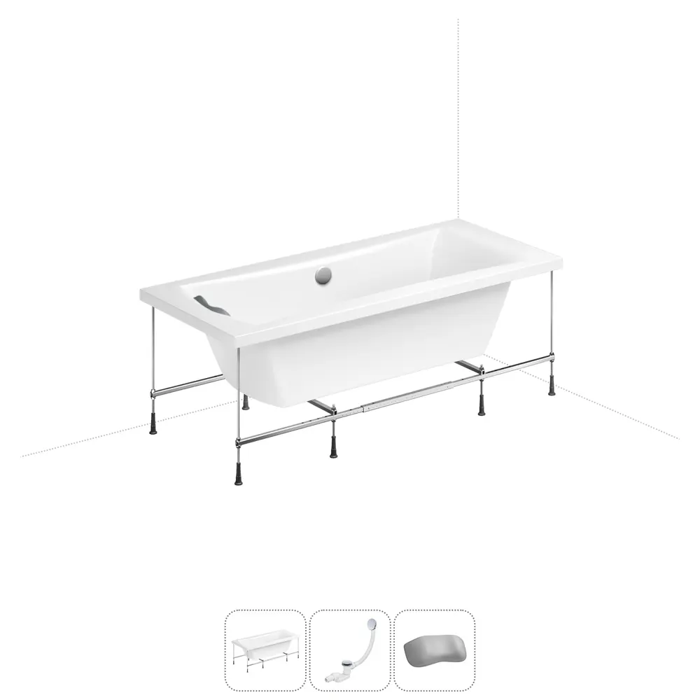 Фото Ванна Lavinia Boho Evan 20220934R 200x90 см акриловая с каркасом, сливом-переливом и подголовниками Фото Ванна Lavinia Boho Evan 20220934R 200x90 см акриловая с каркасом, сливом-переливом и подголовниками