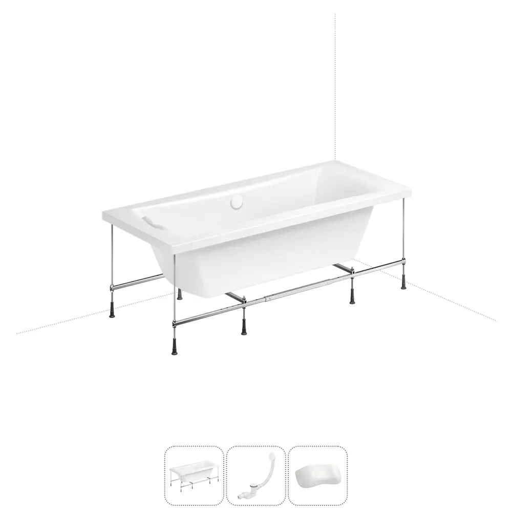 Фото Ванна Lavinia Boho Evan 20220935R 200x90 см акриловая с каркасом, сливом-переливом и подголовниками Фото Ванна Lavinia Boho Evan 20220935R 200x90 см акриловая с каркасом, сливом-переливом и подголовниками