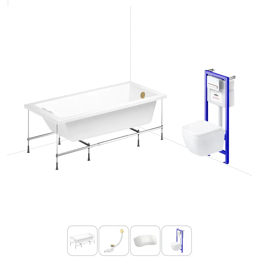 Фото Ванна Lavinia Boho Evan 20221117R 200x90 см акриловая с подвесным унитазом и инсталляцией Фото Ванна Lavinia Boho Evan 20221117R 200x90 см акриловая с подвесным унитазом и инсталляцией