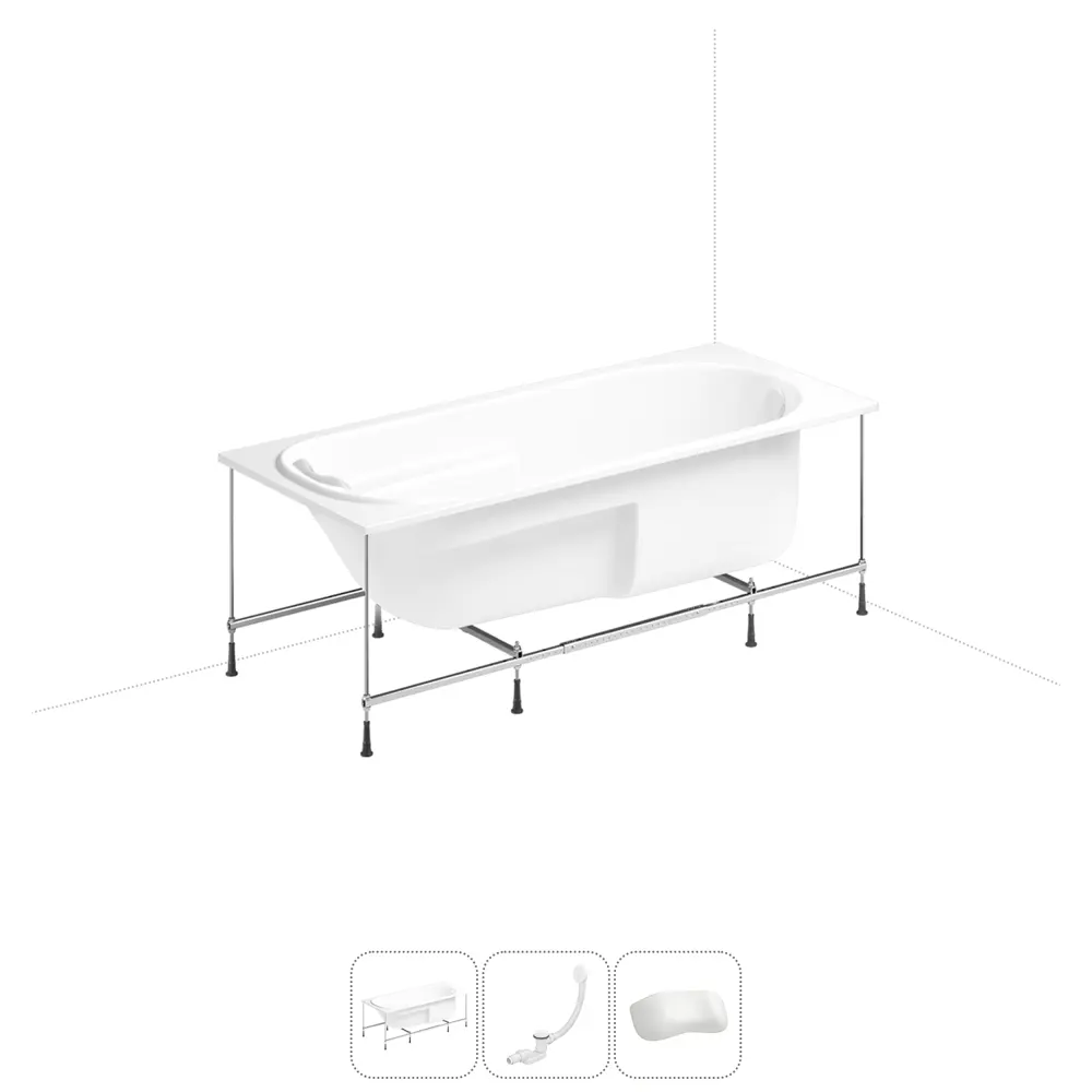 Фото Ванна угловая Lavinia Boho Bell Pro 20220991R левая 140x95 см акриловая с каркасом, сливом-переливом и подголовниками