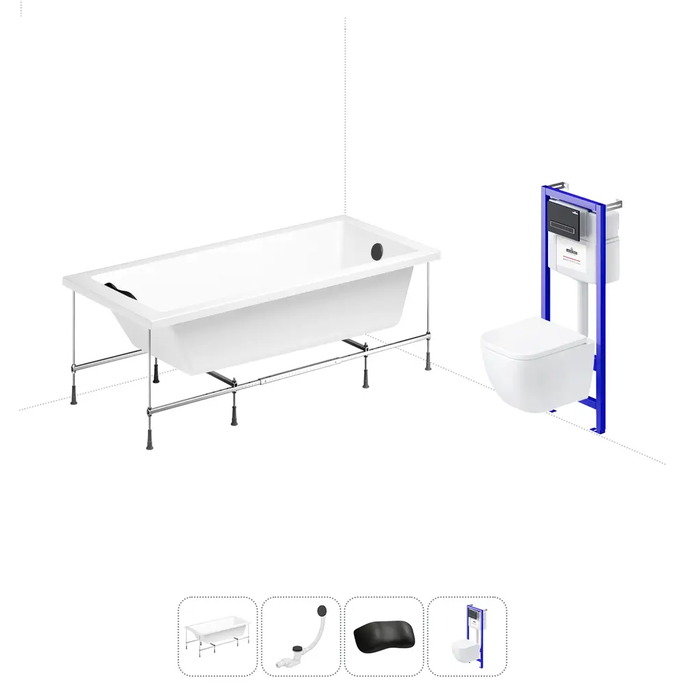 Фото Ванна Lavinia Boho Biore 20221076R 170x70 см акриловая с подвесным унитазом и инсталляцией