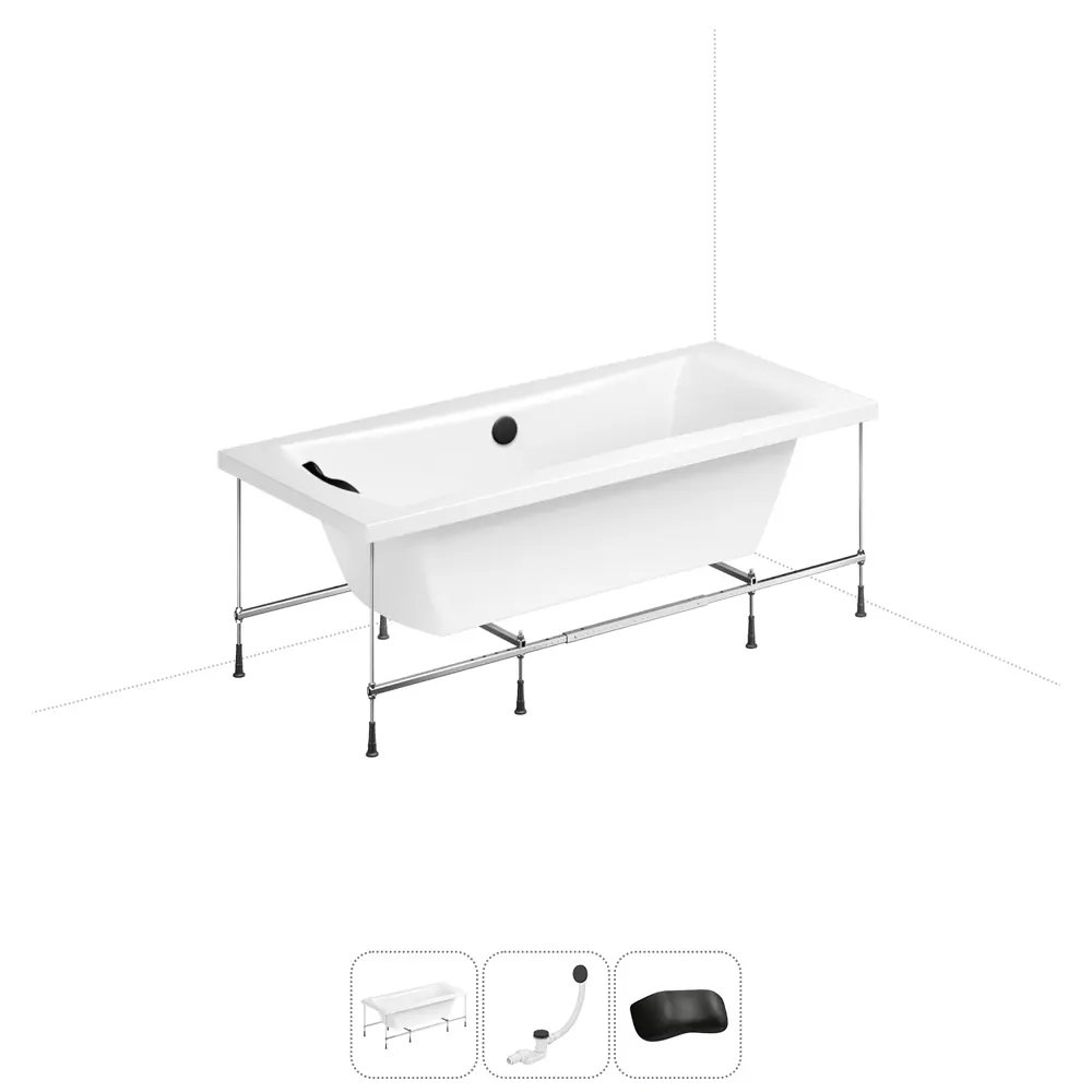 Фото Ванна Lavinia Boho Pure 20220940R 170x75 см акриловая с каркасом, сливом-переливом и подголовниками