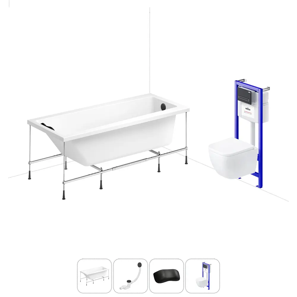 Фото Ванна Lavinia Boho Easter Pro 20221152R 170x75 см акриловая с подвесным унитазом и инсталляцией Фото Ванна Lavinia Boho Easter Pro 20221152R 170x75 см акриловая с подвесным унитазом и инсталляцией