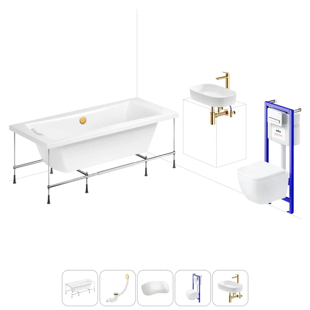 Фото Ванна Lavinia Boho Pure 20221305R 170x75 см акриловая с подвесным унитазом, инсталляцией и раковиной в комплекте Фото Ванна Lavinia Boho Pure 20221305R 170x75 см акриловая с подвесным унитазом, инсталляцией и раковиной в комплекте