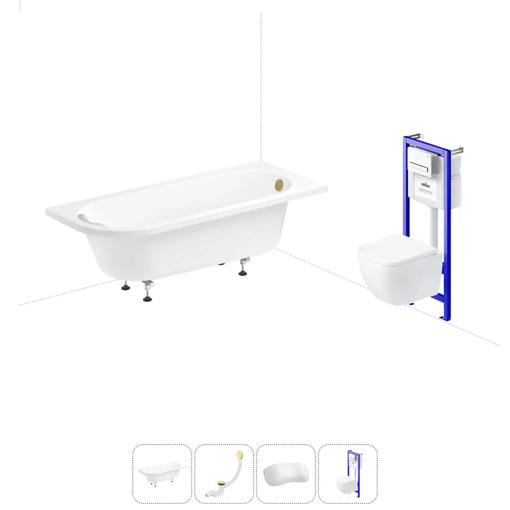 Фото Ванна Lavinia Boho Catani 20221097R левая 170x80 см акриловая с подвесным унитазом и инсталляцией