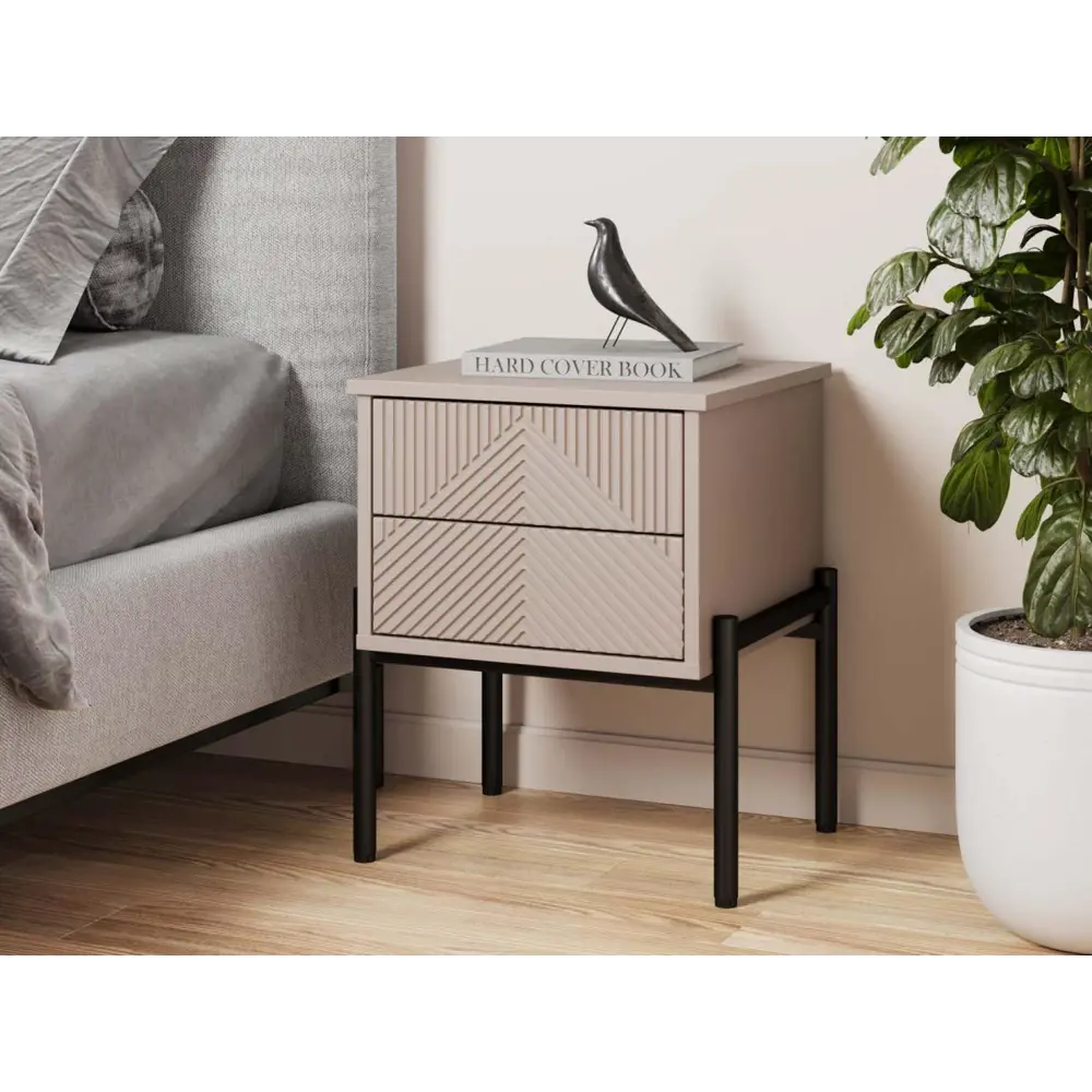 Фото 3 Тумба прикроватная Правила мебели Азуми 44x53x40 см 2 ящика ЛДСП цвет кашемир Фото 3 Тумба прикроватная Правила мебели Азуми 44x53x40 см 2 ящика ЛДСП цвет кашемир