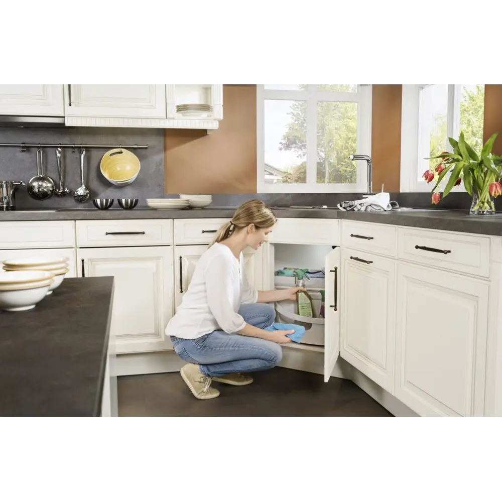 Фото 6 Мусорный контейнер автоматический 40 л Hailo Rondo Comfort пластик цвет светло-серый