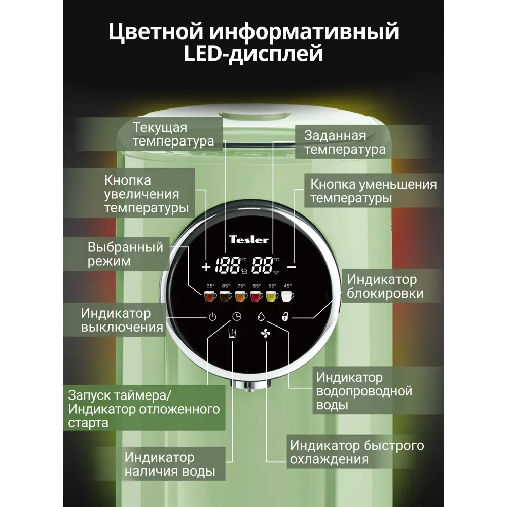 Фото 2 Термопот TESLER TP-5050 GREEN Фото 2 Термопот TESLER TP-5050 GREEN