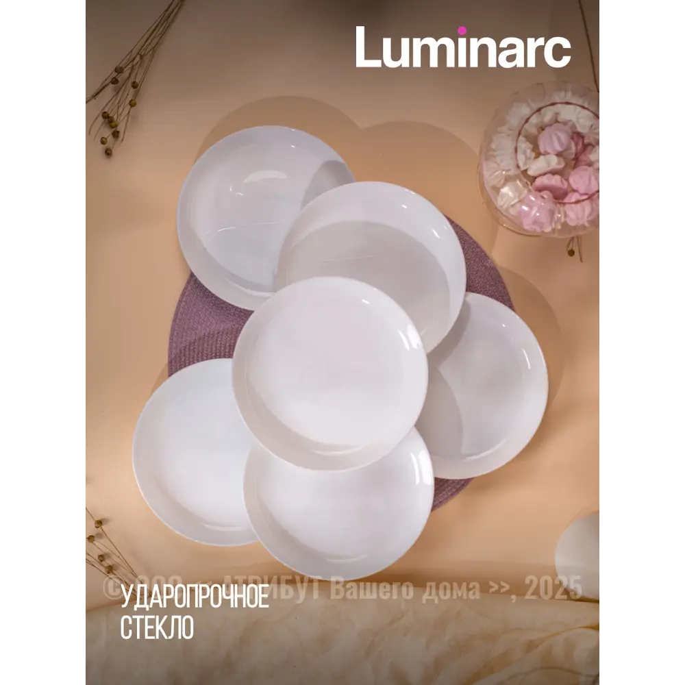 Фото 4 Тарелка 21 см Luminarc Q1896-4ECOM Стекло цвет белый Фото 4 Тарелка 21 см Luminarc Q1896-4ECOM Стекло цвет белый