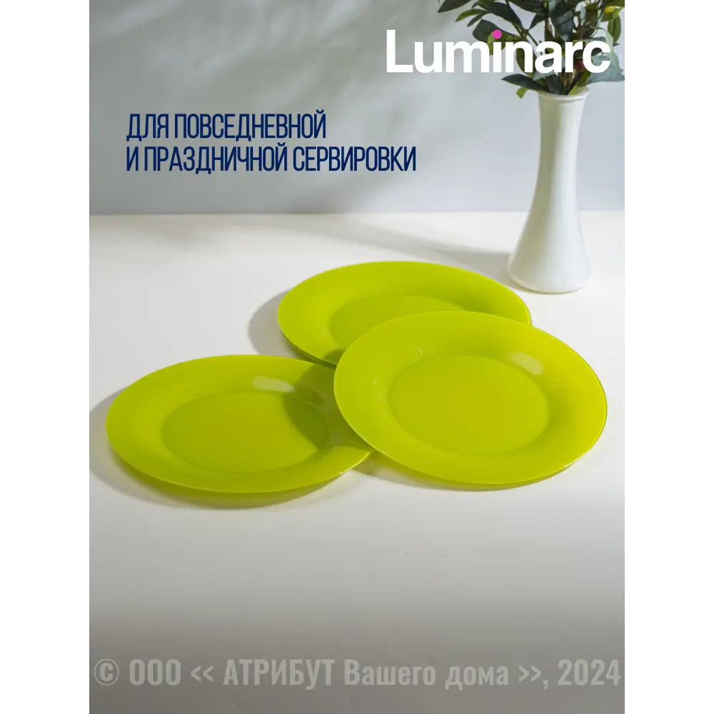 Фото 6 Тарелка 26.5 см Luminarc Q1979-4ECOM Стекло цвет зеленый Фото 6 Тарелка 26.5 см Luminarc Q1979-4ECOM Стекло цвет зеленый