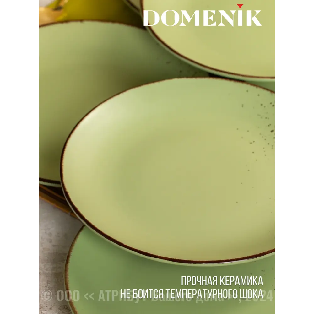 Фото 3 Тарелка 25 см Domenik DMD171-4ECOM Керамика цвет зеленый Фото 3 Тарелка 25 см Domenik DMD171-4ECOM Керамика цвет зеленый