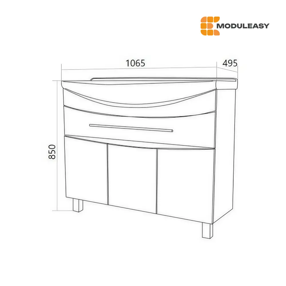 Фото 8 Тумба с раковиной в ванную ModuLeasy Lea Classic 105x50 см напольная цвет белый глянец Фото 8 Тумба с раковиной в ванную ModuLeasy Lea Classic 105x50 см напольная цвет белый глянец