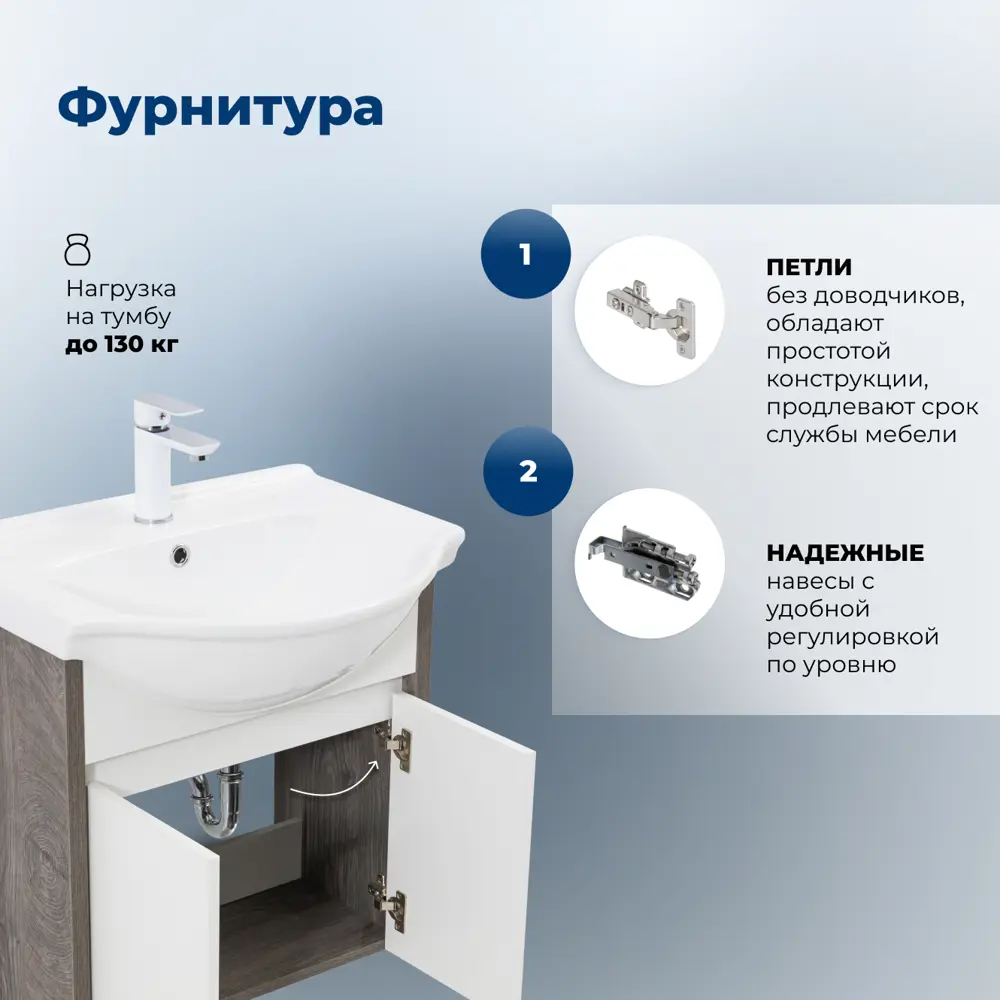 Фото 4 Тумба для ванной Aquanet Сидней 60 цвет дуб рошелье/белый