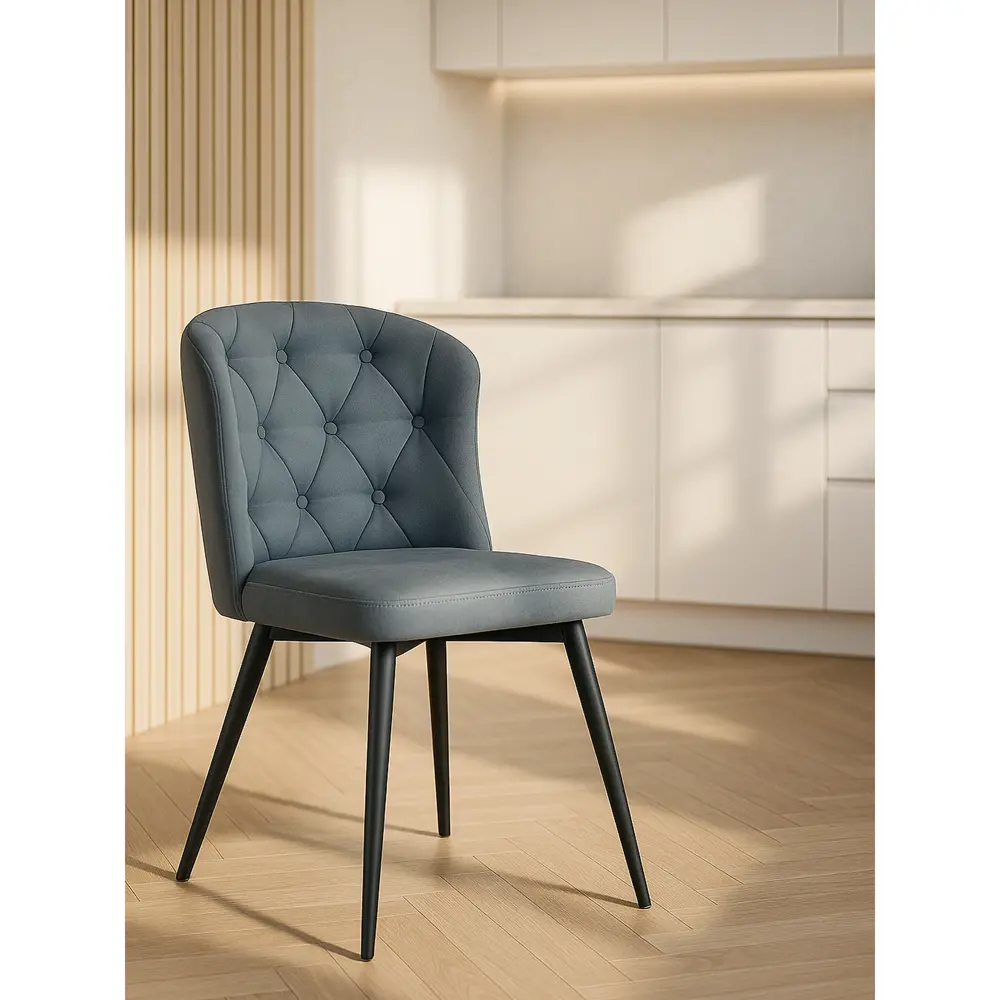 Фото 2 Стул Woodville Алиссум 42x85x54 см велюр цвет светло-серый / черный Фото 2 Стул Woodville Алиссум 42x85x54 см велюр цвет светло-серый / черный