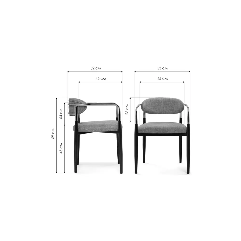 Фото 3 Кресло Woodville Lord 45x69x52 см рогожка цвет gray / black / gold Фото 3 Кресло Woodville Lord 45x69x52 см рогожка цвет gray / black / gold