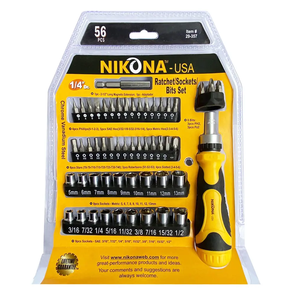 Фото Набор отвертка со сменными насадками Nikona 29-357, 56 шт Фото Набор отвертка со сменными насадками Nikona 29-357, 56 шт