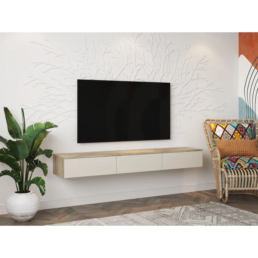 Фото Тумба под телевизор Мк стиль 187754 163.4x20x35 см ЛДСП цвет серый/бежевый Фото Тумба под телевизор Мк стиль 187754 163.4x20x35 см ЛДСП цвет серый/бежевый