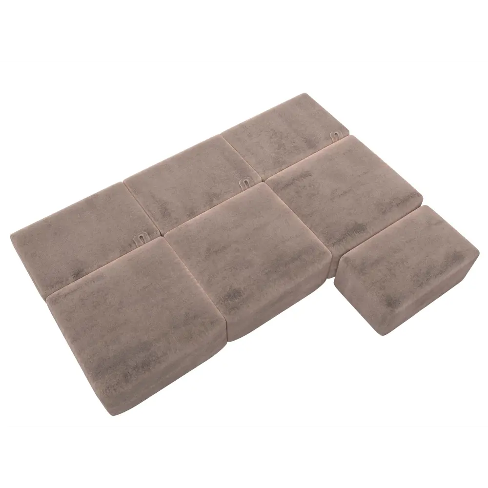 Фото 10 Диван прямой модульный с пуфом Лига-060 НПБ Лонг Лига диванов 129475 367x84x118 см велюр цвет tower 05 бежевый