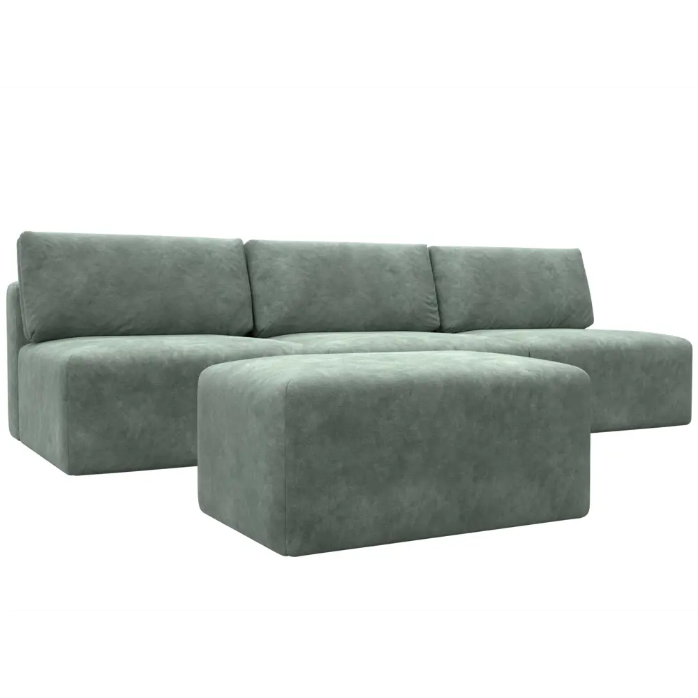 Фото Диван прямой модульный с пуфом Лига-060 НПБ Лонг Лига диванов 129490 367x84x118 см велюр цвет brut 08 зеленый Фото Диван прямой модульный с пуфом Лига-060 НПБ Лонг Лига диванов 129490 367x84x118 см велюр цвет brut 08 зеленый