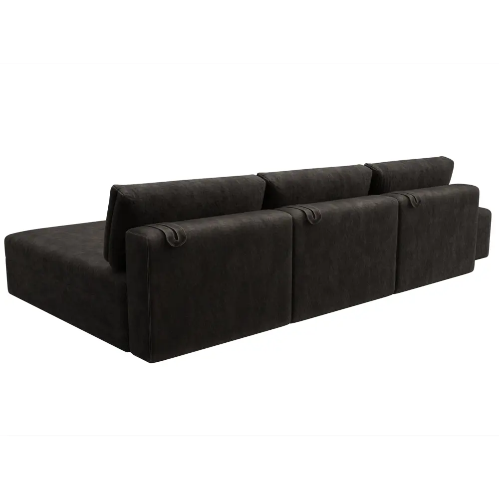 Фото 5 Диван угловой модульный с пуфом Лига-060 НПБ Лонг Лига диванов 129530 367x84x187 см велюр цвет brut 17 коричневый