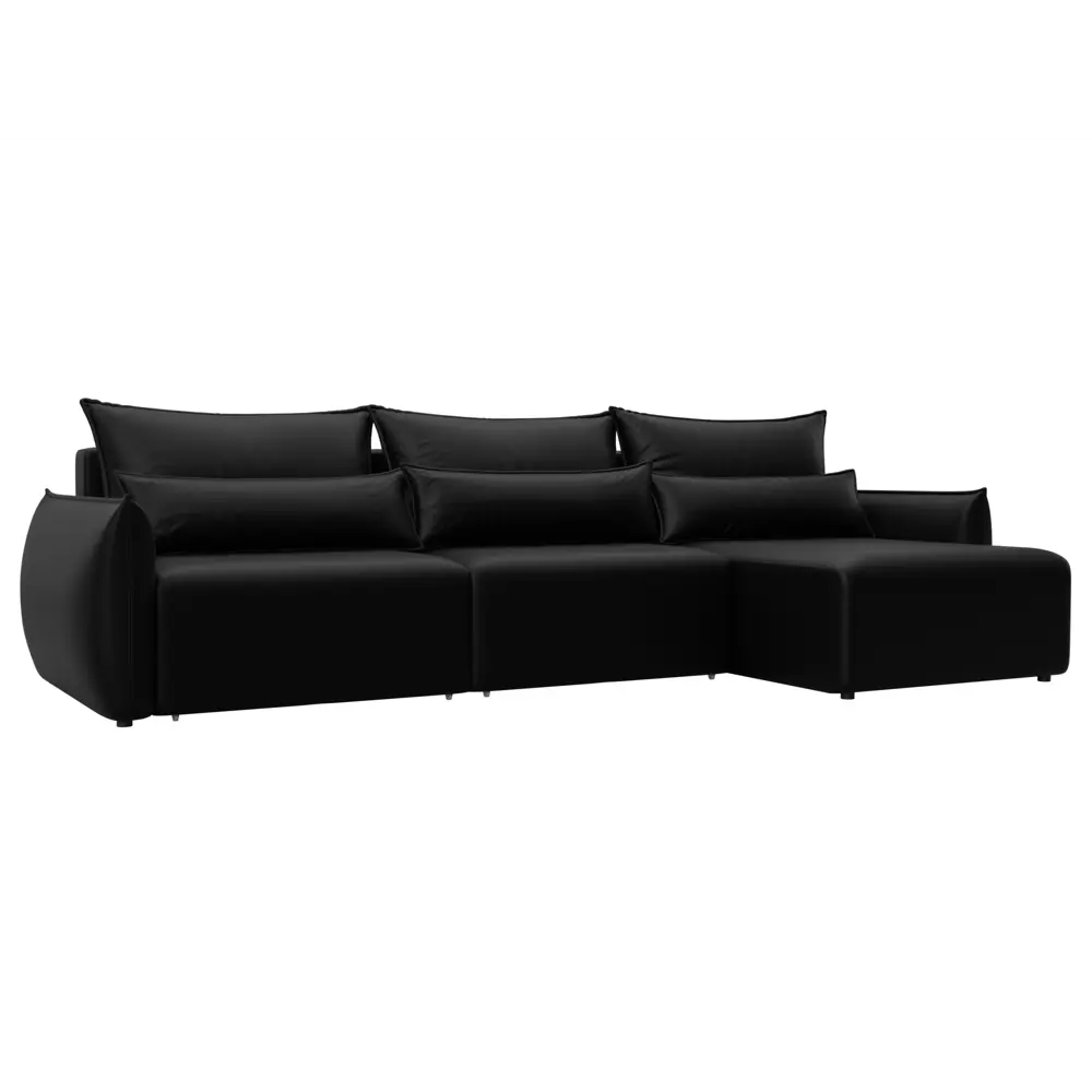 Фото Диван угловой Лига-051 НПБ Лонг Лига диванов 129892 322x96x160 см экокожа цвет grifon 18 черный