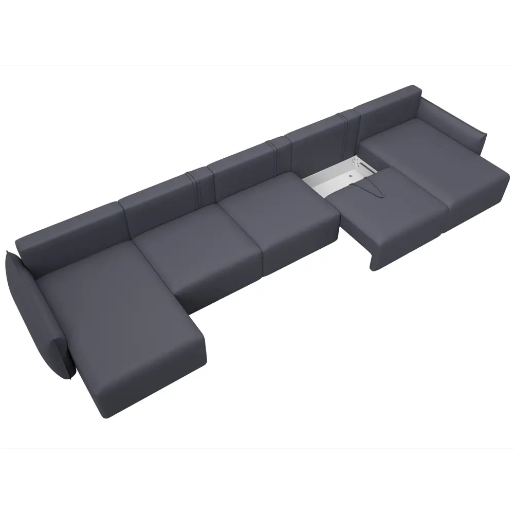 Фото 7 Диван П-образный Лига-051 НПБ МегаЛонг Лига диванов 129901 518x96x160 см экокожа цвет grifon 15 серый