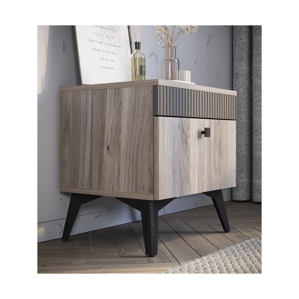 Фото 6 Тумба прикроватная Bts 45.2x47x38 см 1 ящик ЛДСП цвет дуб смоки Фото 6 Тумба прикроватная Bts 45.2x47x38 см 1 ящик ЛДСП цвет дуб смоки