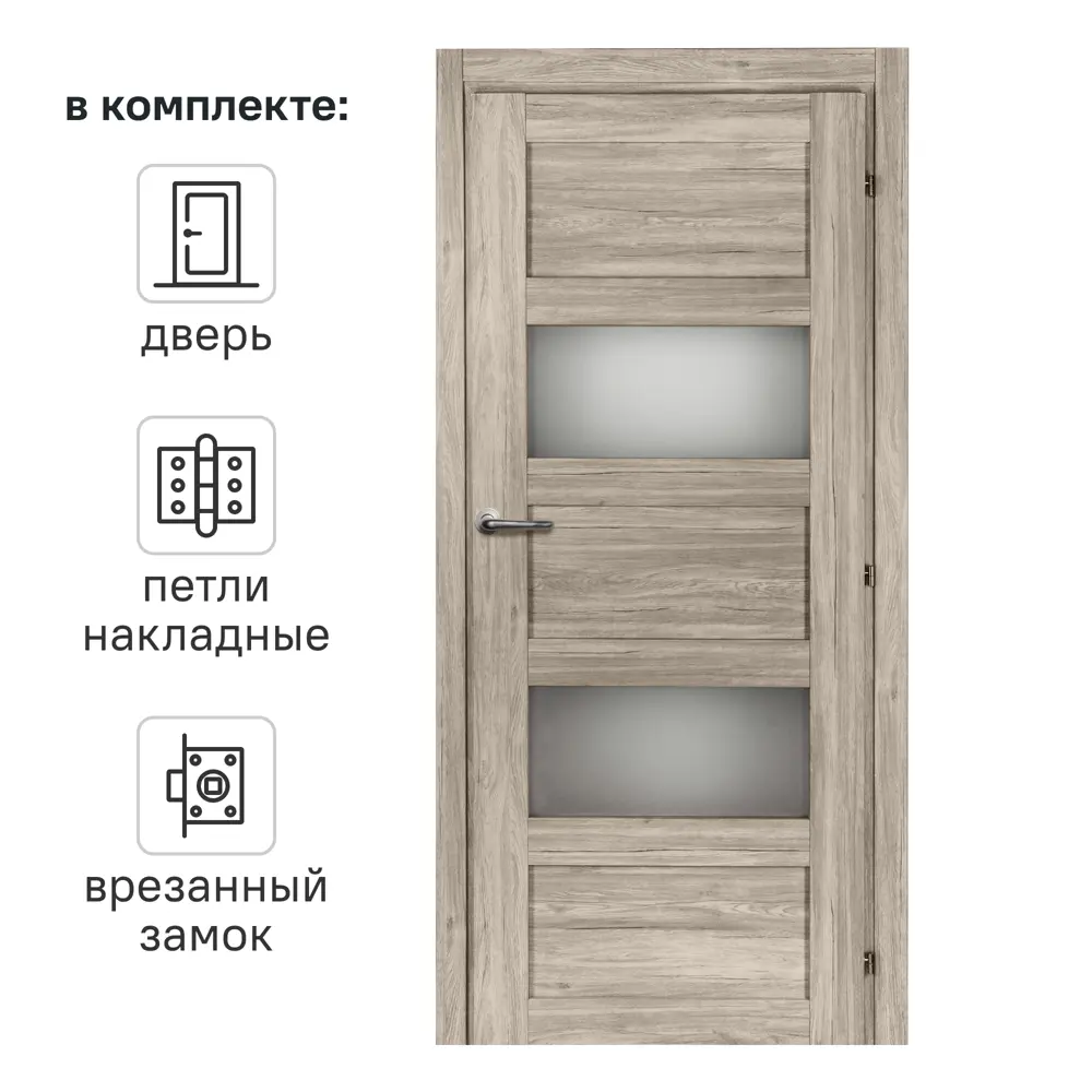 Фото Дверь межкомнатная со стеклом Прэсто 60x200 см ПВХ цвет дуб санремо светлый с замком Фото Дверь межкомнатная со стеклом Прэсто 60x200 см ПВХ цвет дуб санремо светлый с замком