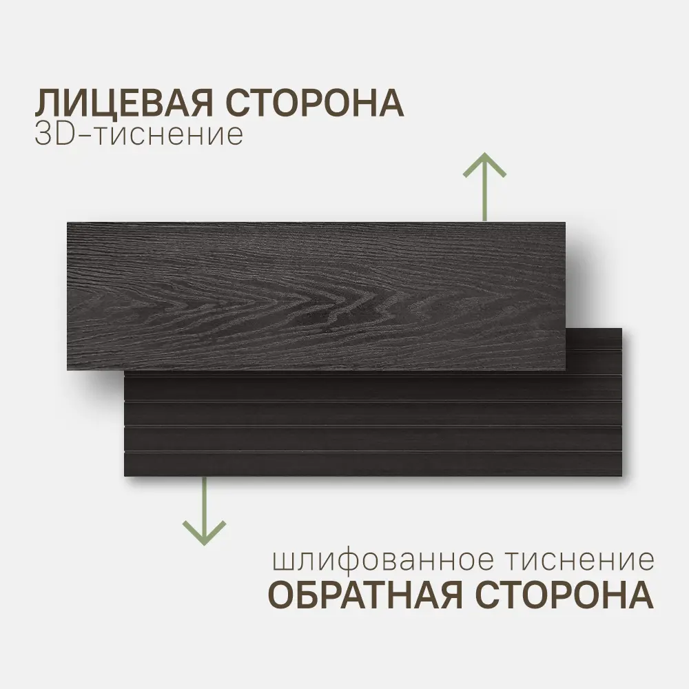 Фото 3 Террасная доска ДПК Deck ecology цвет графит 1000х147x25мм двусторонний структура дерева 0.6м² 6шт Фото 3 Террасная доска ДПК Deck ecology цвет графит 1000х147x25мм двусторонний структура дерева 0.6м² 6шт