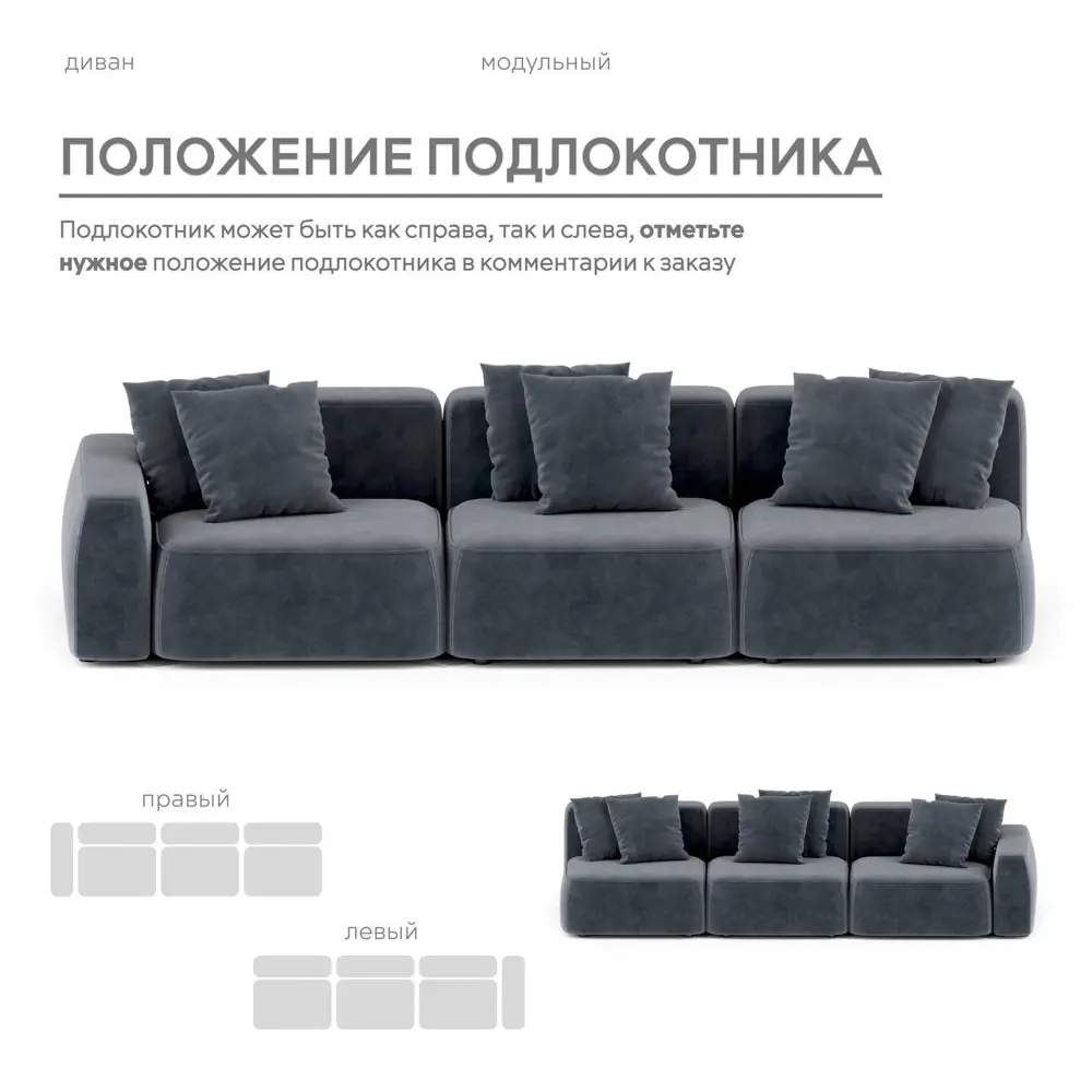 Фото 6 Диван Mebelroom Норд 330x74x100 см велюр цвет тедди темно-серый Фото 6 Диван Mebelroom Норд 330x74x100 см велюр цвет тедди темно-серый