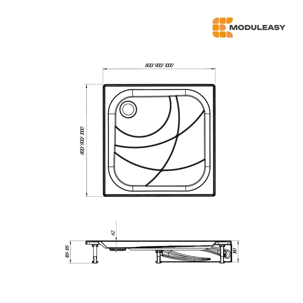 Фото 8 Поддон для душа Moduleasy Dallia New 80x80 см квадрат 4в1: поддон, панель, ножки, сифон 01пдн80пК Фото 8 Поддон для душа Moduleasy Dallia New 80x80 см квадрат 4в1: поддон, панель, ножки, сифон 01пдн80пК