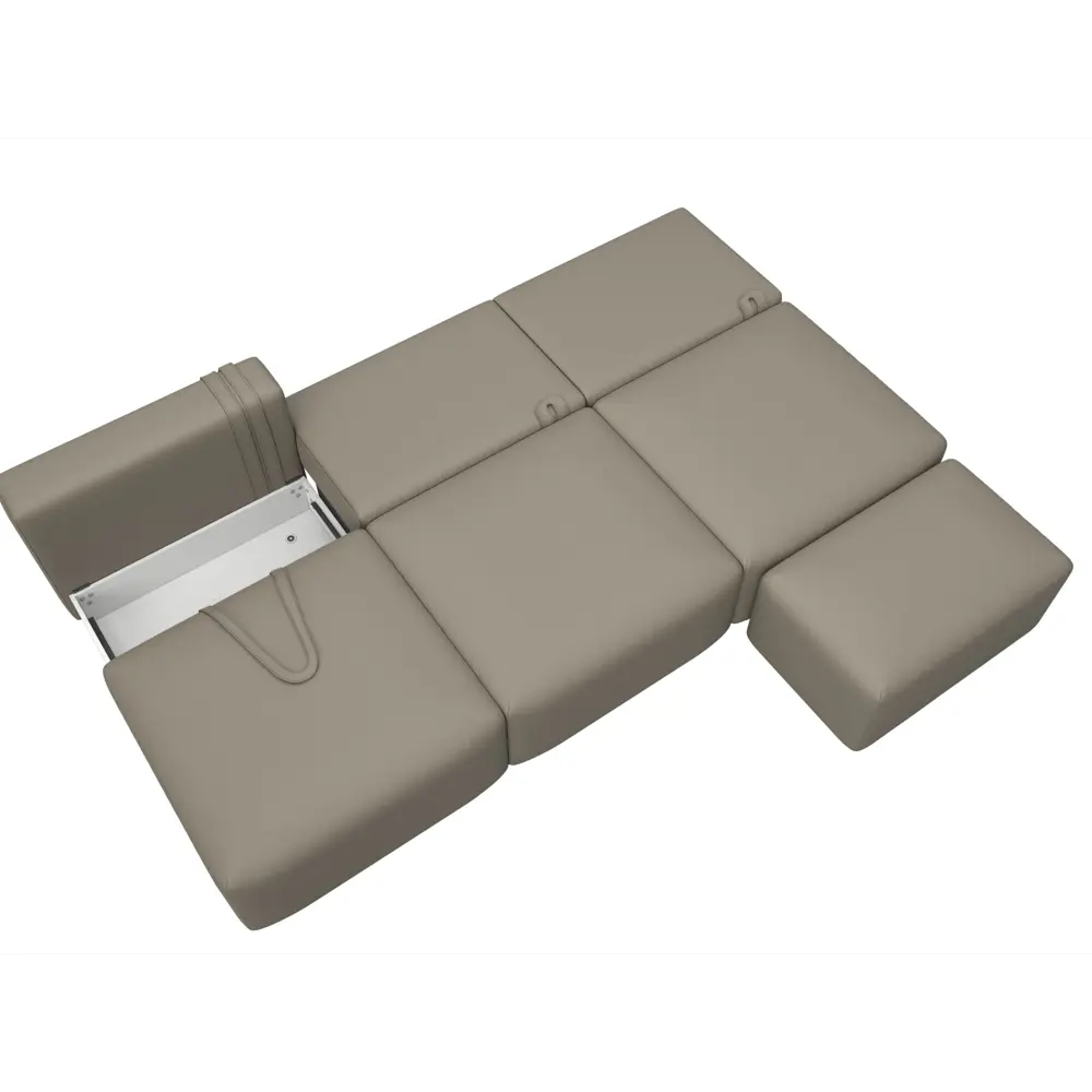 Фото 9 Диван раскладной Лига диванов 130056 367x84x118 см эко-кожа цвет grifon 04 бежевый