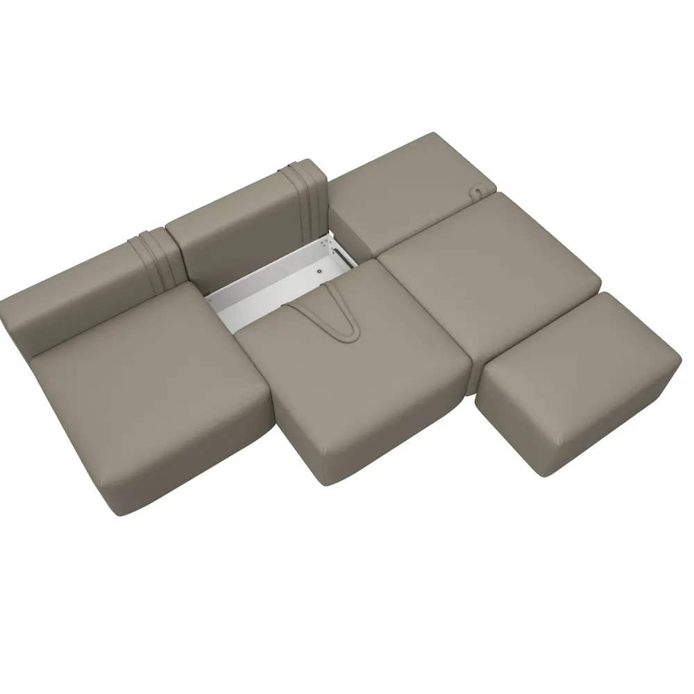 Фото 8 Диван раскладной Лига диванов 130056 367x84x118 см эко-кожа цвет grifon 04 бежевый