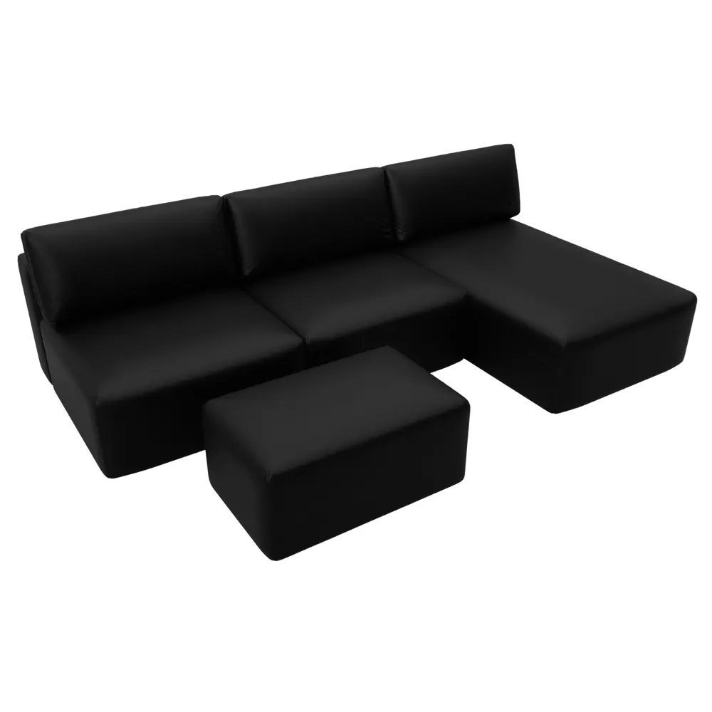 Фото 6 Диван раскладной Лига диванов 130070 367x84x187 см эко-кожа цвет grifon 18 черный