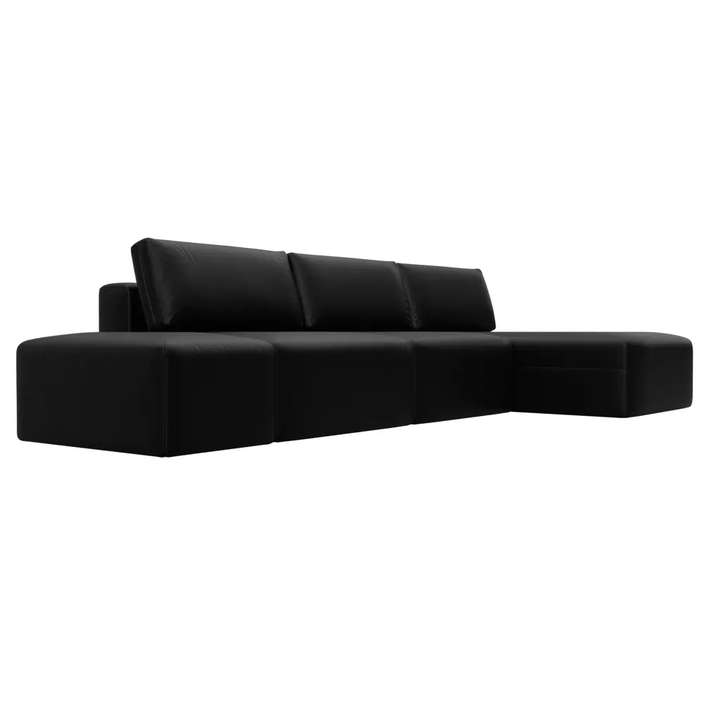 Фото 4 Диван раскладной Лига диванов 130070 367x84x187 см эко-кожа цвет grifon 18 черный