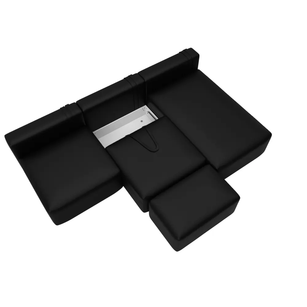 Фото 7 Диван раскладной Лига диванов 130070 367x84x187 см эко-кожа цвет grifon 18 черный