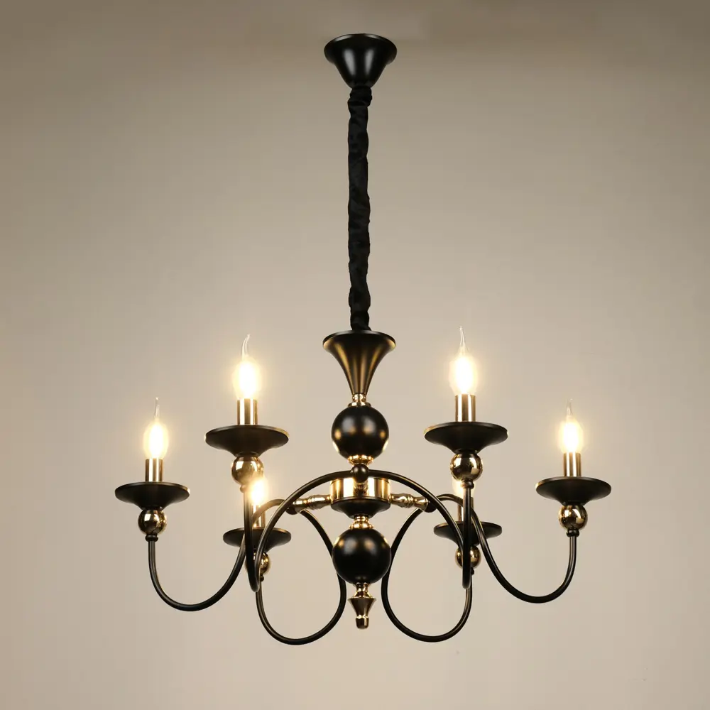 Фото 2 Люстра подвесная Bayerlux Сима-ленд 10352949 6 ламп 3 м² цвет золотой Фото 2 Люстра подвесная Bayerlux Сима-ленд 10352949 6 ламп 3 м² цвет золотой