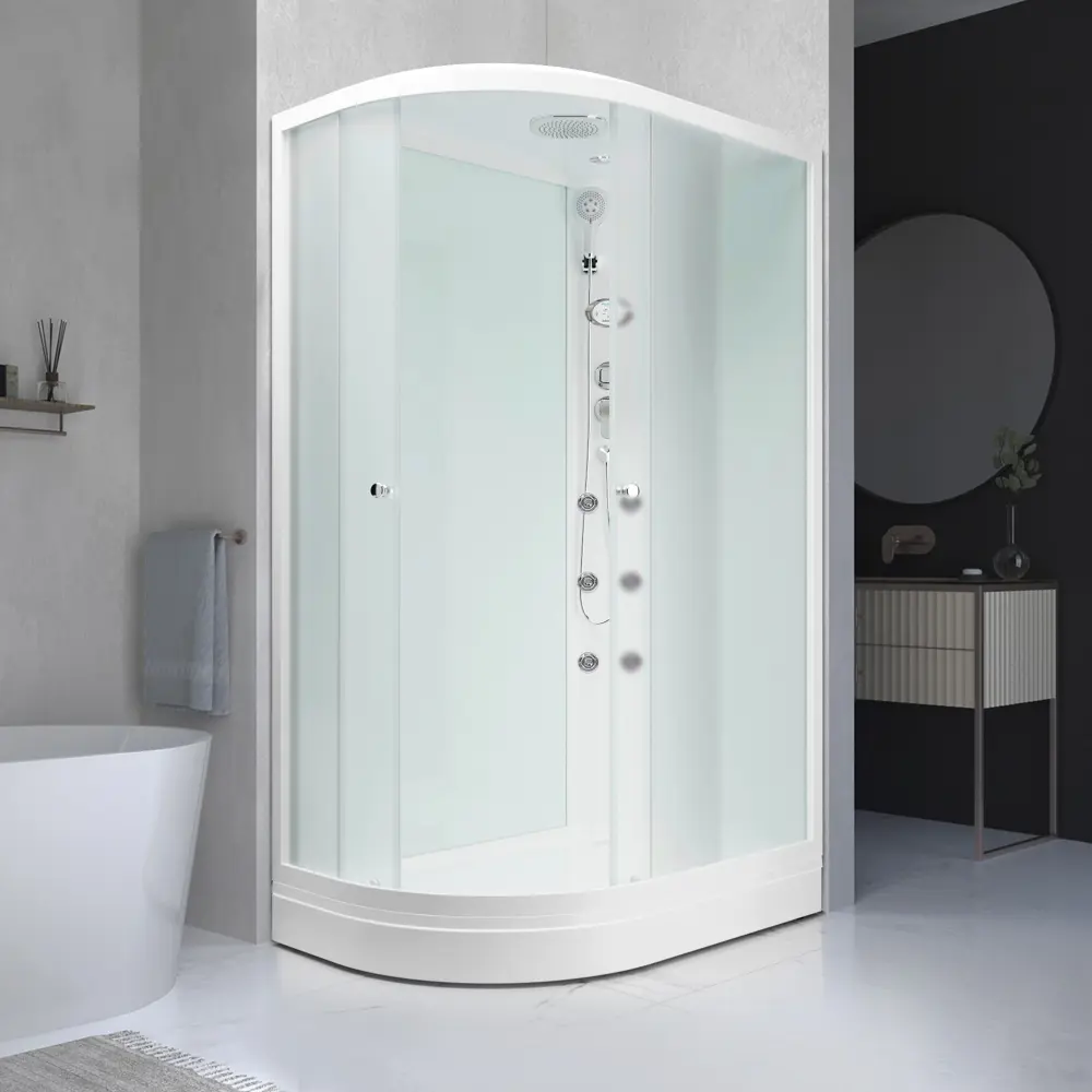 Фото Душевая кабина Domani-Spa Delight Slim 128 R правая DS01DS128RLWM10 120x80x218 см гидромассаж прямоугольный низкий поддон, белые стенки Фото Душевая кабина Domani-Spa Delight Slim 128 R правая DS01DS128RLWM10 120x80x218 см гидромассаж прямоугольный низкий поддон, белые стенки