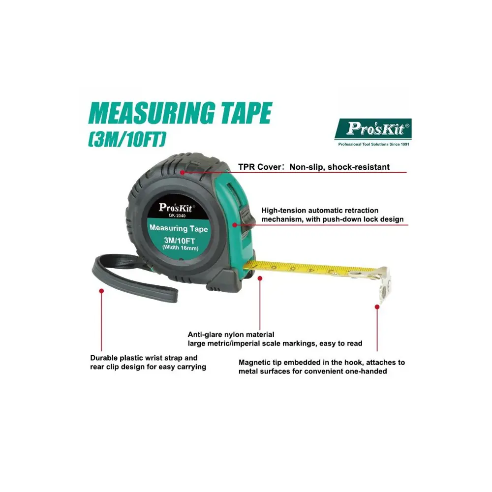 Фото 3 Рулетка измерительная Proskit DK-2040 магнитная с автоблоком 3 м x 16.50 мм Фото 3 Рулетка измерительная Proskit DK-2040 магнитная с автоблоком 3 м x 16.50 мм