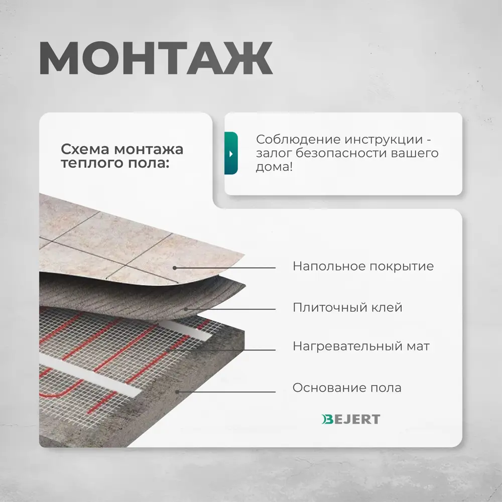 Фото 7 Нагревательный мат Bejert 4.67 м² 684 Вт B741KS38-700M1-00 Фото 7 Нагревательный мат Bejert 4.67 м² 684 Вт B741KS38-700M1-00