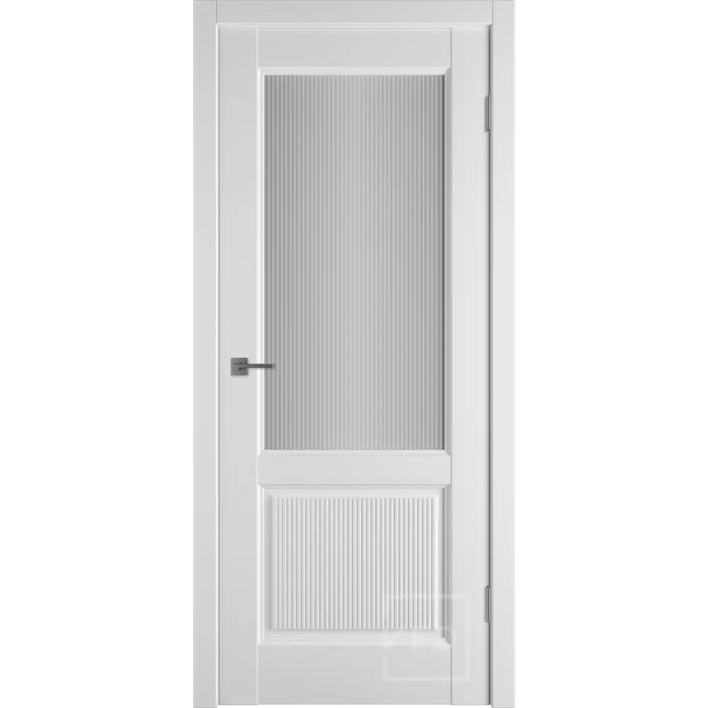 Фото Комплект межкомнатной двери VFD Elegant 2VR остеклённая 200x70см ПВХ цвет emalex ice с коробом и наличниками Фото Комплект межкомнатной двери VFD Elegant 2VR остеклённая 200x70см ПВХ цвет emalex ice с коробом и наличниками