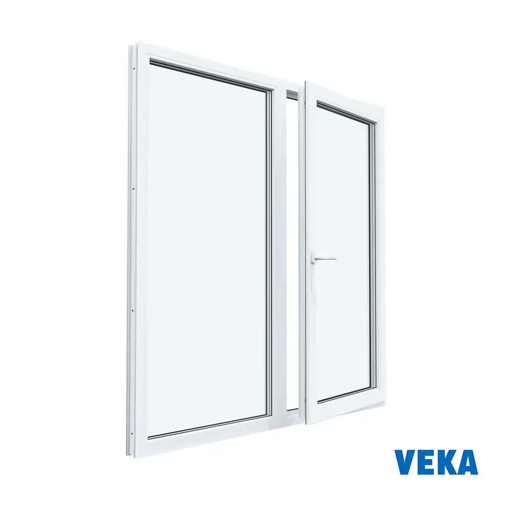 Фото Окно пластиковое ПВХ Veka WHS 1100x1200мм (ВxШ) двухстворчатое глухое левое/поворотно-откидное правое однокамерный стеклопакет цвет белый Фото Окно пластиковое ПВХ Veka WHS 1100x1200мм (ВxШ) двухстворчатое глухое левое/поворотно-откидное правое однокамерный стеклопакет цвет белый