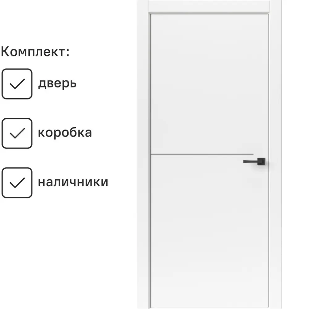 Фото Комплект межкомнатной двери Uberture Tamburat 4302 глухая 200x60см полипропилен цвет белый с коробом и наличниками Фото Комплект межкомнатной двери Uberture Tamburat 4302 глухая 200x60см полипропилен цвет белый с коробом и наличниками