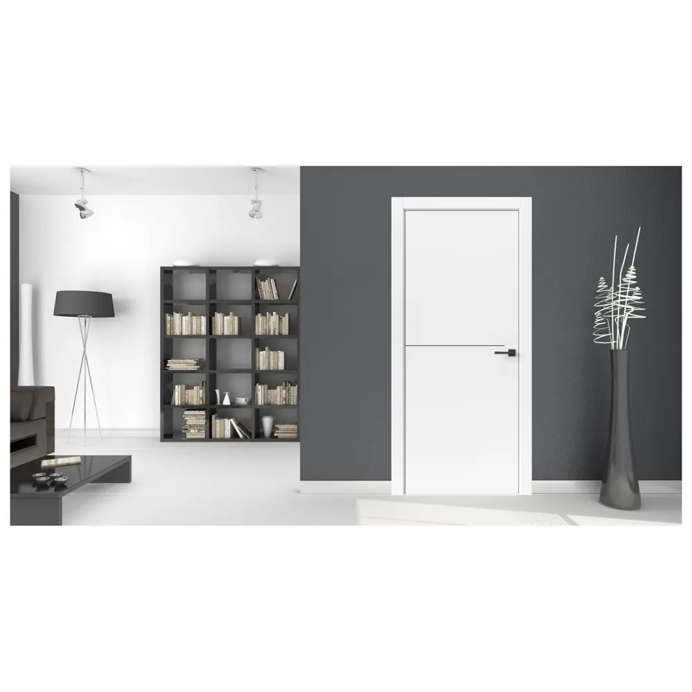 Фото 6 Комплект межкомнатной двери Uberture Tamburat 4302 глухая 200x60см полипропилен цвет белый с коробом и наличниками Фото 6 Комплект межкомнатной двери Uberture Tamburat 4302 глухая 200x60см полипропилен цвет белый с коробом и наличниками